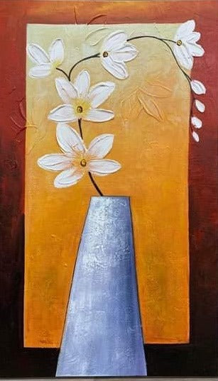 Handmade Oil Painting on Stretched Canvas of Vase