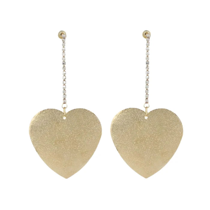 Heartbreaker Style! 8cm Oversized Textured Heart Drop Earrings