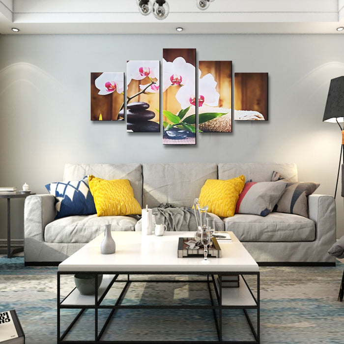 High Quality Art Print of Orchid Flowers on Stretched Canvas in Group