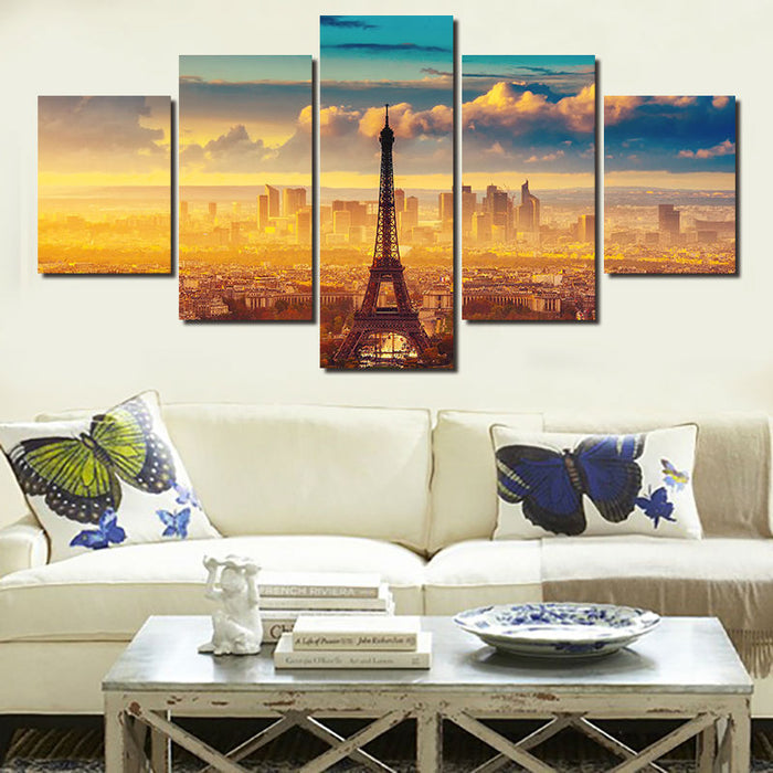 High Quality Art Print of Paris Skyline on Stretched Canvas in Group