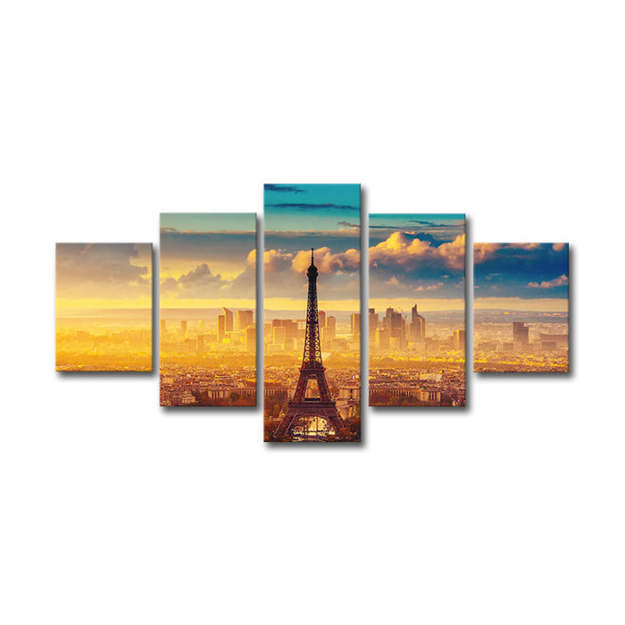 High Quality Art Print of Paris Skyline on Stretched Canvas in Group