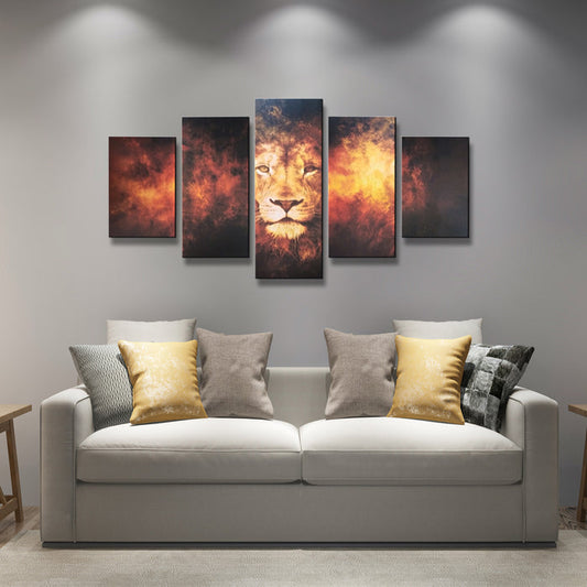 High Quality Art Print on Stretched Canvas of  a Lion in Group