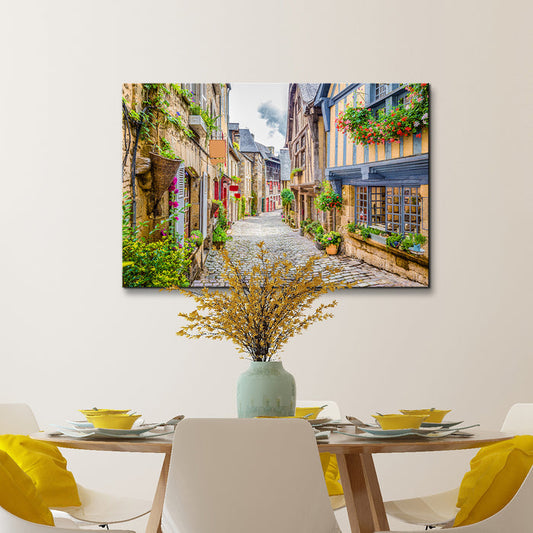 High Quality Art Print on Stretched Canvas of Italy Street in colors