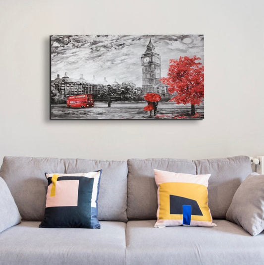 High Quality Art Print on Stretched Canvas of London Streets