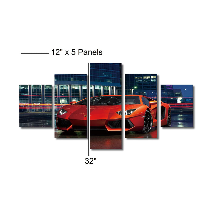High Quality Art Print on Stretched Canvas of Red Car in Group