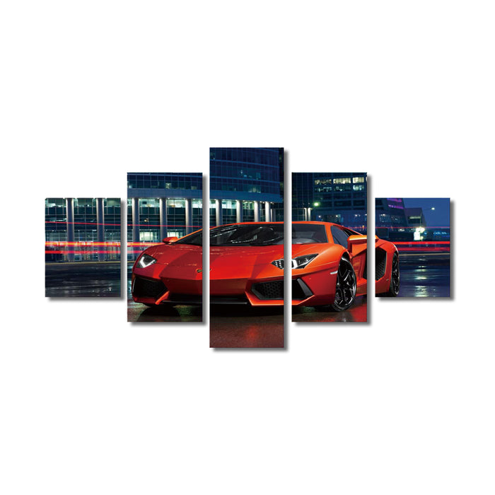 High Quality Art Print on Stretched Canvas of Red Car in Group