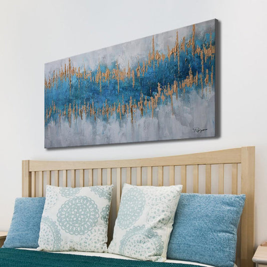 Huge Handmade Oil Painting of an Abstract Drawing on Stretched Canvas