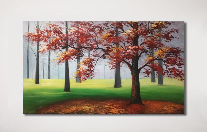 Huge Handmade Oil Painting of Large Landscape View on Stretched Canvas