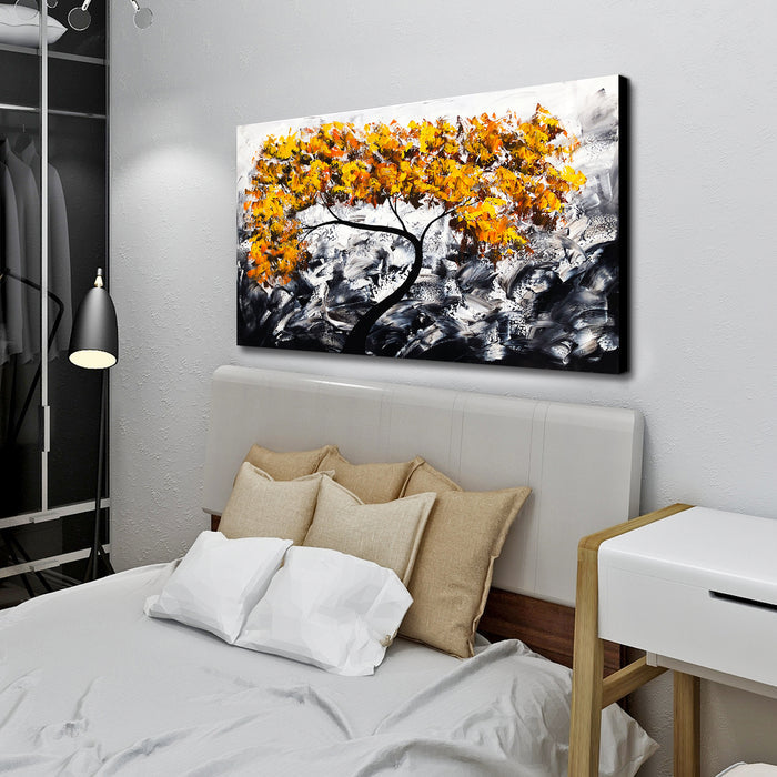 Huge Premium Quality 100% Handmade Oil Painting on Canvas of Golden Yellow Tree
