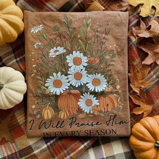 I Will Praise Him Floral Pumpkin Graphic Tee