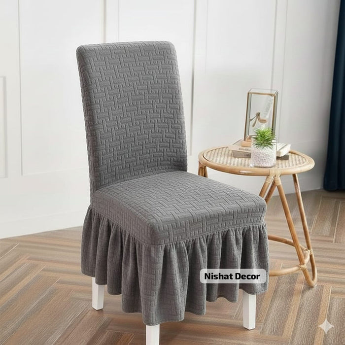 Jacquard Stripe Chair Cover - Grey