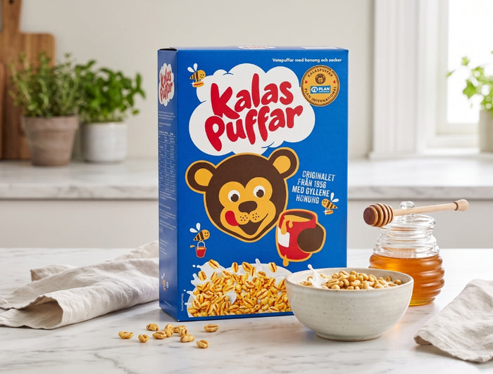 Kalaspuffar Honey Roasted Wheat Cereal 450g (15.87 oz) – Authentic Swedish Breakfast Classic Since 1956