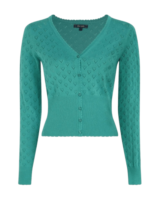 King Louie Cardi V Heart Ajour Aqua Green