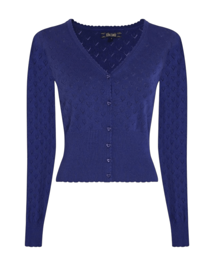 King Louie Cardi V Heart Ajour Dazzling Blue
