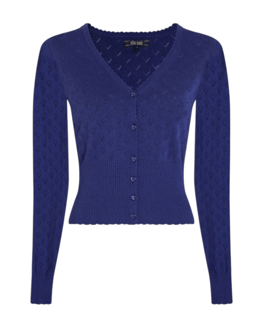 King Louie Cardi V Heart Ajour Dazzling Blue