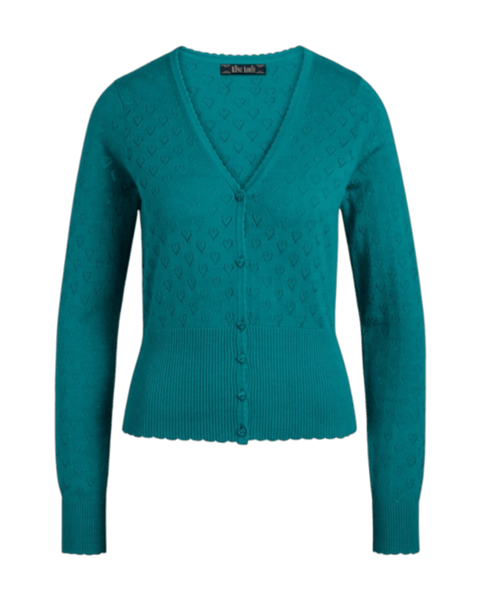 King Louie Cardi V Heart Ajour deep teal