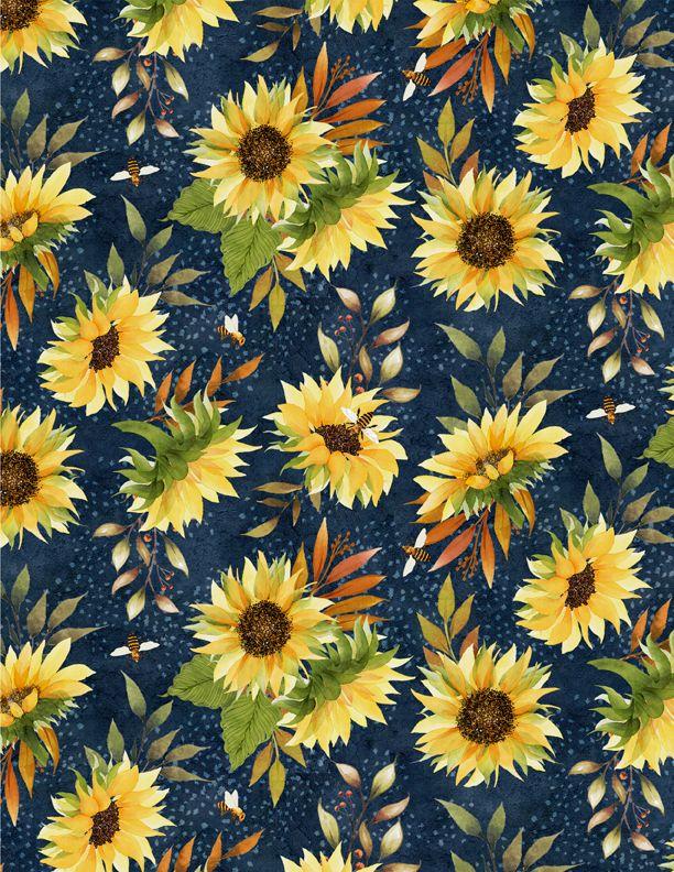 LAST CHANCE - AUTUMN SUN - TOSSED SUNFLOWERS (2 1/8 YARDS)