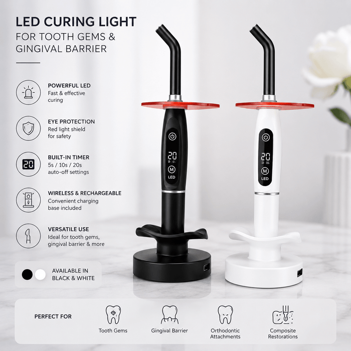 LED curing light with timer and eye shield