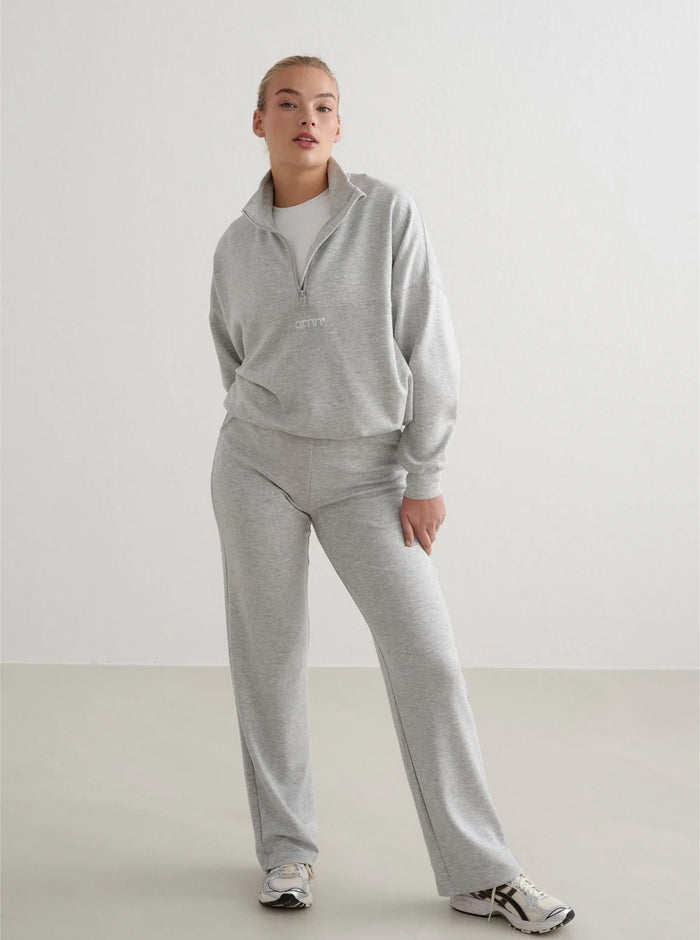 Light Grey Melange Comfy Half Zip