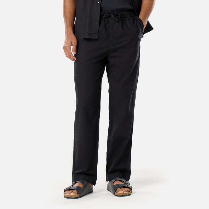 Linen Blend Pant Set | Black