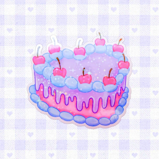 LooLooKazoo Cherry Cake Holographic Vinyl Sticker