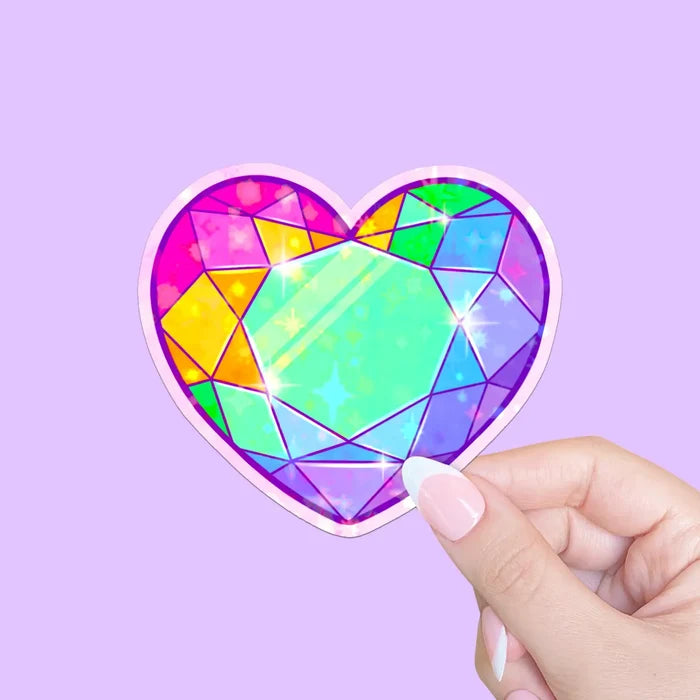 LooLooKazoo Heart Gem Holographic Vinyl Sticker