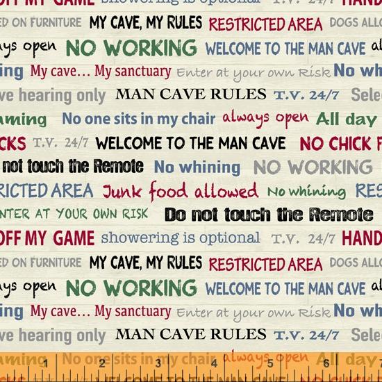 Man Cave Words Quilt Fabric from Windham Fabrics
