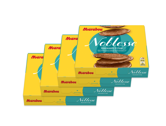 Marabou Noblesse Havssalt Crisp 4 × 150g (4 × 5.29 oz) – Authentic Swedish Milk Chocolate with Sea Salt