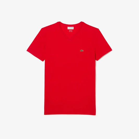 Men LACOSTE V-Neck Pima Cotton Jersey T-Shirt