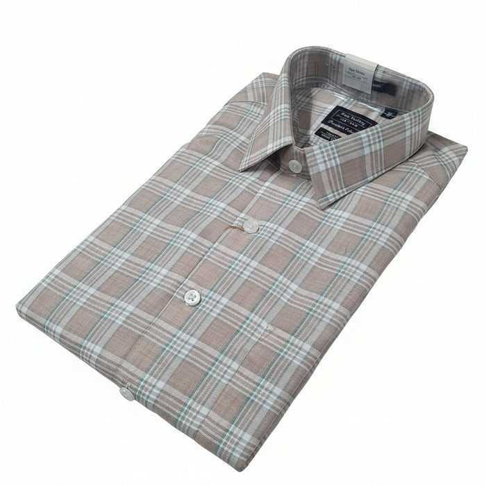 Men’s Beige Checks Premium Formal Shirt