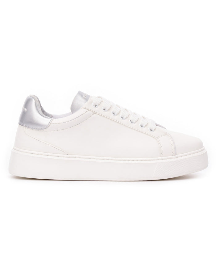 Martin Valen Iconic men's white-grey sneakers oblique view showing platform sole, side stitching and toe area.