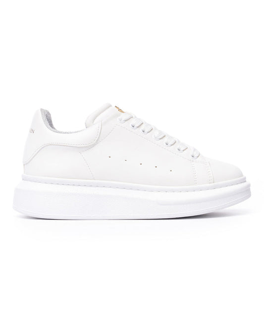 Martin Valen men's white Crowned chunky sneaker, side view showing thick platform sole and lace eyelets