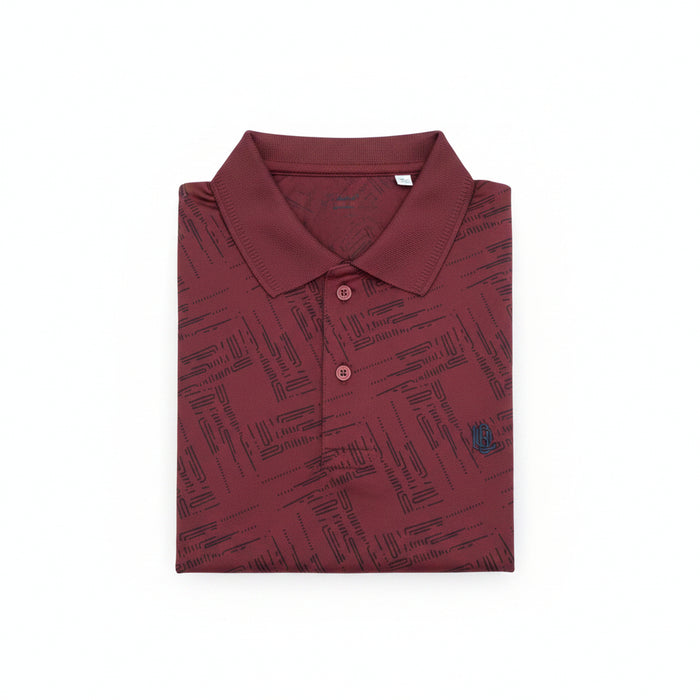Men's Maroon Printed Polo T-Shirt |