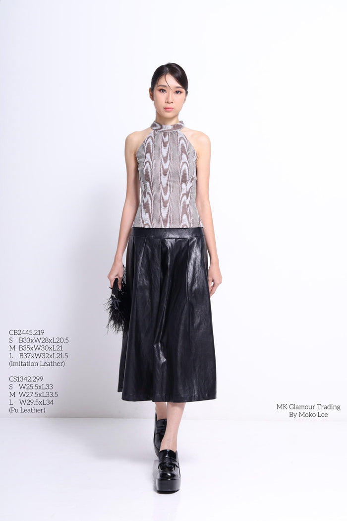 Mina Faux Leather Halter Neck Top