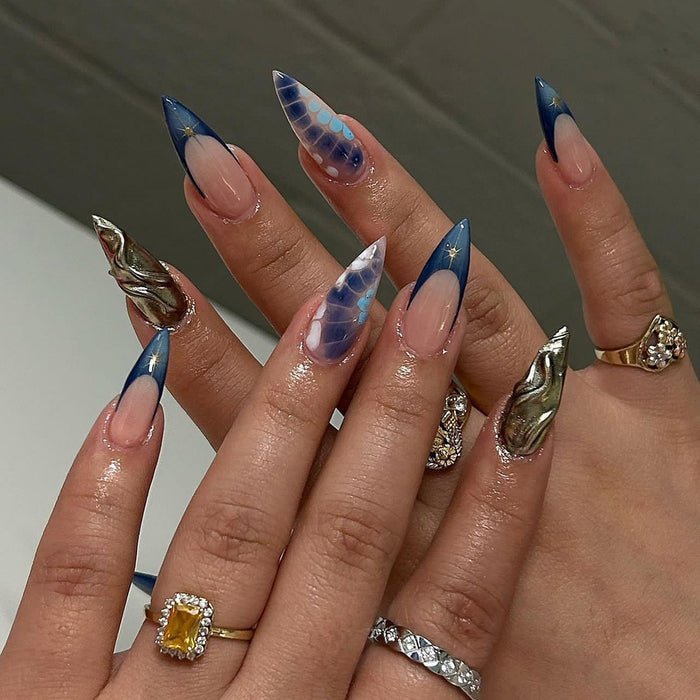 NA007 - French Crocodile Manicure Glam Nails