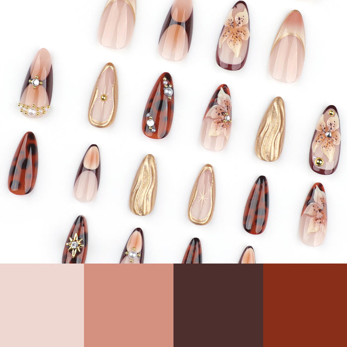 NA022 - 3D Flower Manicure Glam Nails