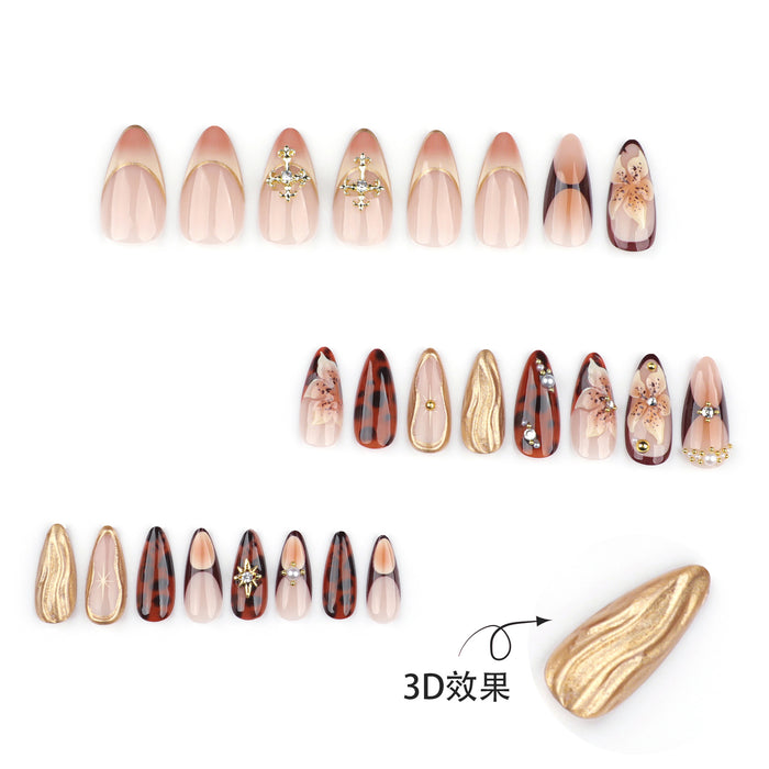 NA022 - 3D Flower Manicure Glam Nails