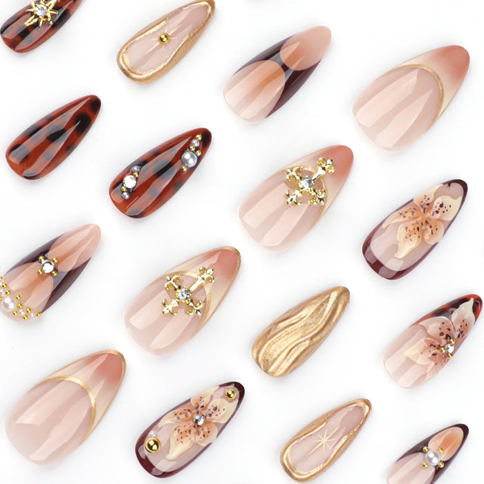 NA022 - 3D Flower Manicure Glam Nails