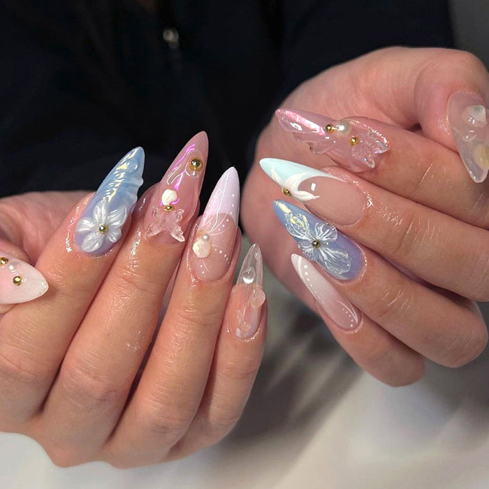 NA033 - Butterfly Flower Glam Nails