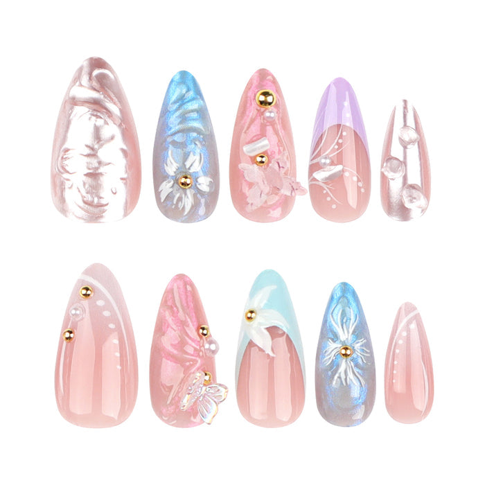NA033 - Butterfly Flower Glam Nails
