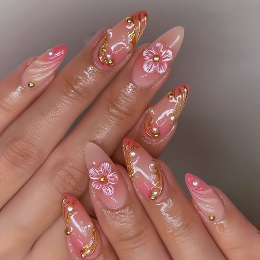 NA035 -  3D Fresh Flowers Glam Nails