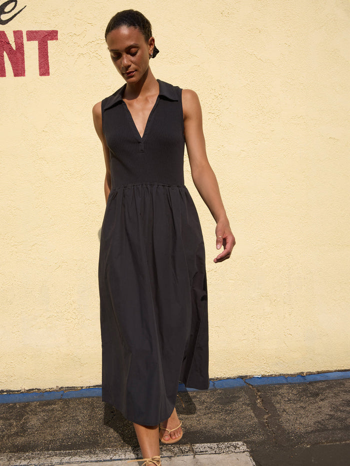 Nation Jessica Midi Dress in Jet Black