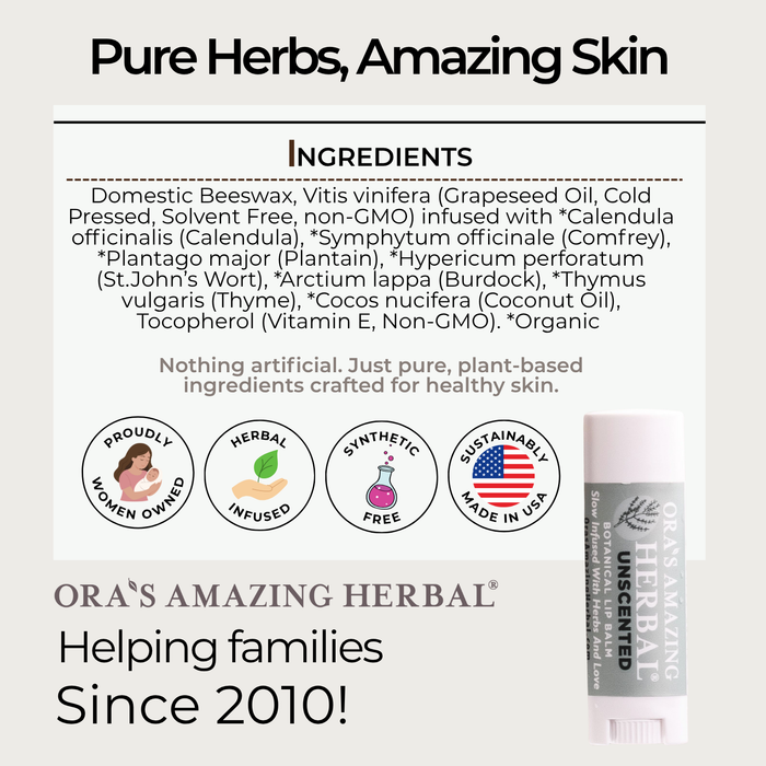 Unscented Lip Balm Informative Ingredient Tile
