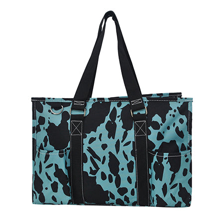 Neon Cow Turquoise NGIL Zippered Caddy Organizer Tote Bag