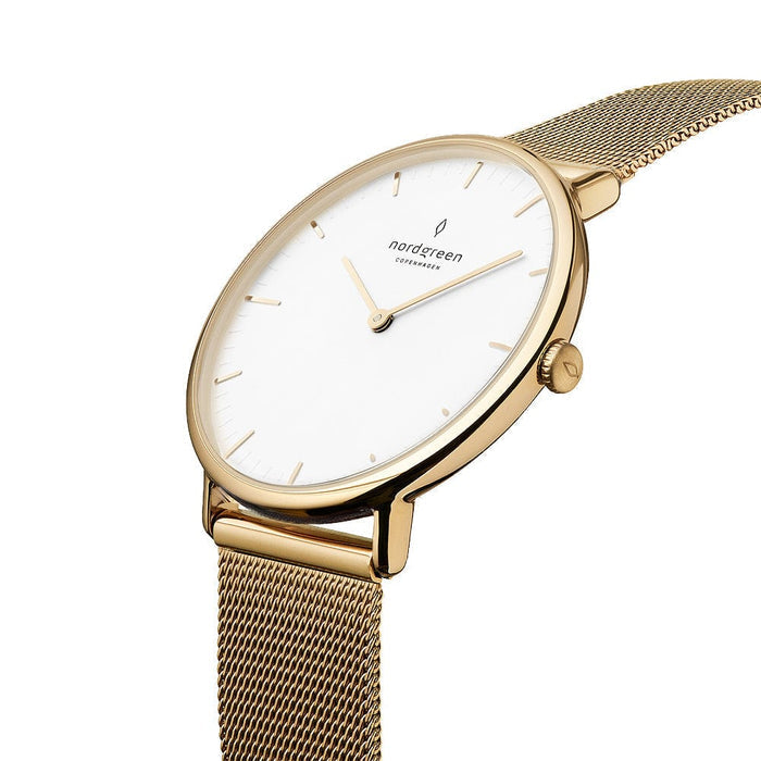 Nordgreen Watch Nordgreen Native 32mm Mesh Strap Women's Gold Dress Watch Brand