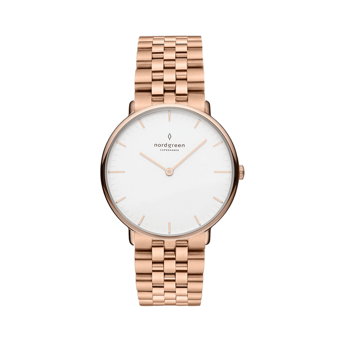 Nordgreen Watch Nordgreen Women's Native 5-Link Bracelet 32mm Women's Rose Gold Dress Watch Brand