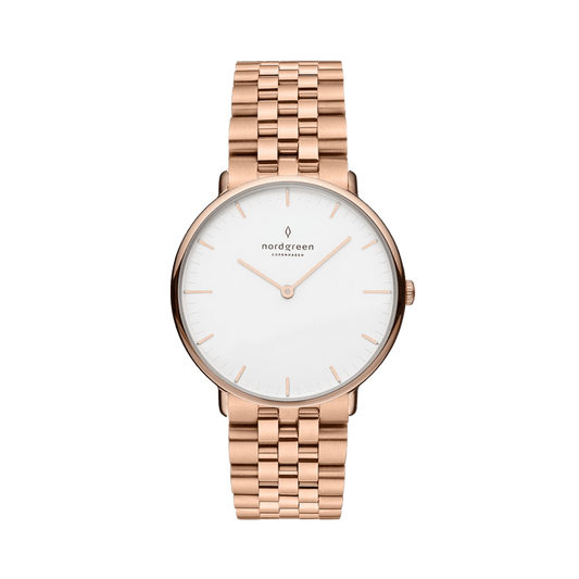 Nordgreen Watch Nordgreen Women's Native 5-Link Bracelet 32mm Women's Rose Gold Dress Watch Brand