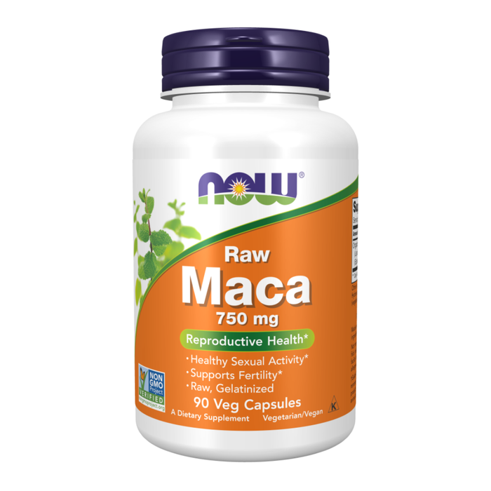 Now Raw Maca 750mg 90 Veg Capsules  - كبسولات عشبة الماكا الخام ناو 750 ملغ - 90 كبسولة نباتية