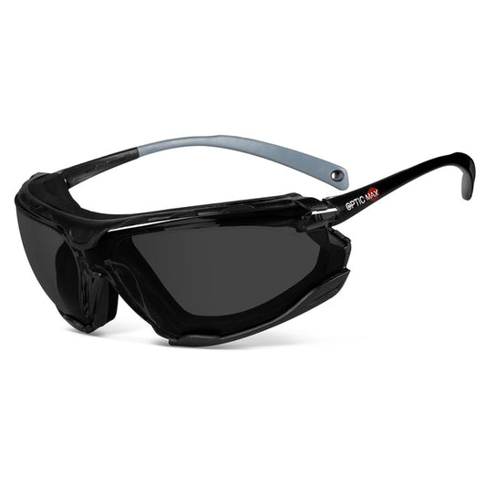 OPTIC MAX SAFETY GLASSES - REMOVABLE FRAME - GRAY ANTI-FOG LENS - 1 PAIR
