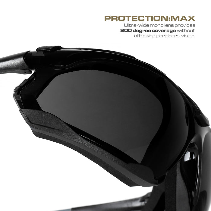 OPTIC MAX SAFETY GLASSES - REMOVABLE FRAME - GRAY ANTI-FOG LENS - 1 PAIR